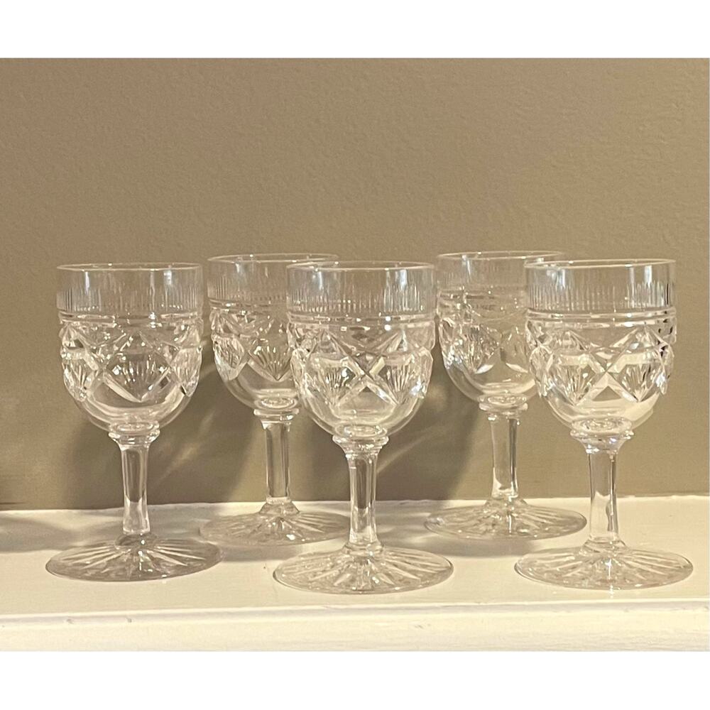 Vintage Etched Crystal Cordial Glasses, 3oz., Set of 5